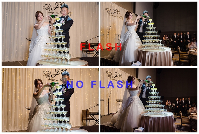 婚禮現場外拍燈有閃沒閃比較